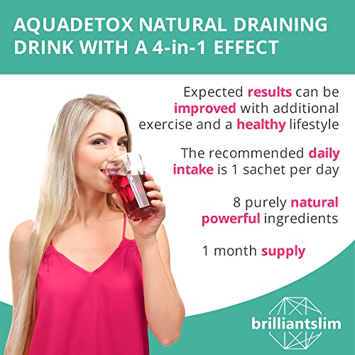 Brilliantslim Aqua Detox - Drenaje natural diurético y té desintoxicante - 3 bolsas de 10 unidades para 30 días
