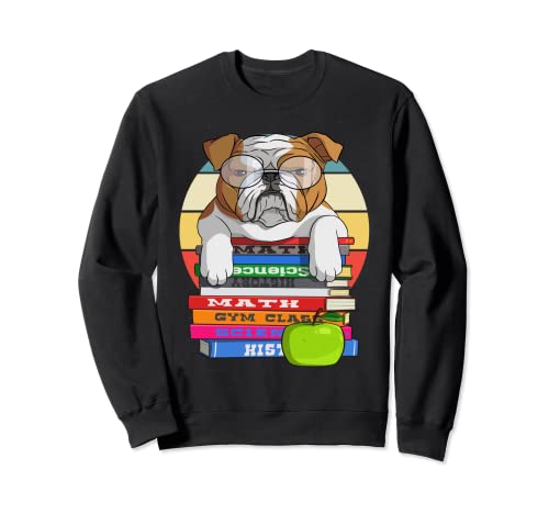 Bulldog Inglés Volver a la escuela Libro Gusano Perro Sudadera