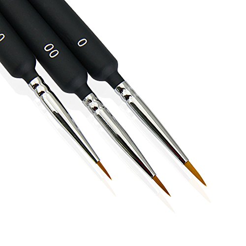 BUZIFU Pinceles Finos, 9 Piezas Pinceles 0 00 000 con Mango Madera, Pinceles Acrilico para Pintura de Arte, Juego de Pinceles Profesionales para Modelismo/Miniaturas/Detalles Pequeños o Acuarelas