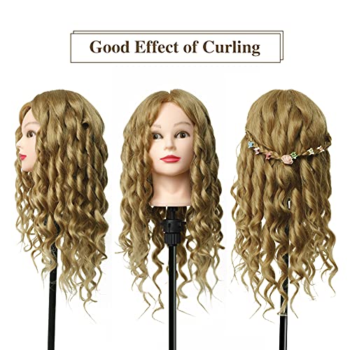 Cabeza Peluqueria, DanseeMeibr Cabeza Maniqui 26" 50% Pelo Natural Blando Cabeza Maniqui Peluqueria para Practicar Peinados con Soporte de Abrazadera + Accesorios de Peinado DIY
