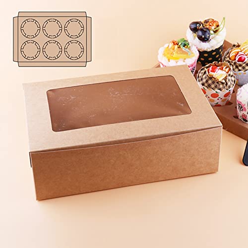 Cajas Para Cupcakes Con Ventana Transparente 6 Piezas Cajas De Cupcakes Caja De Papel Kraft Con Ventana Caja De Magdalenas Con Ventana Para Pasteles Galletas Postres Pan Rosquillas Magdalenas