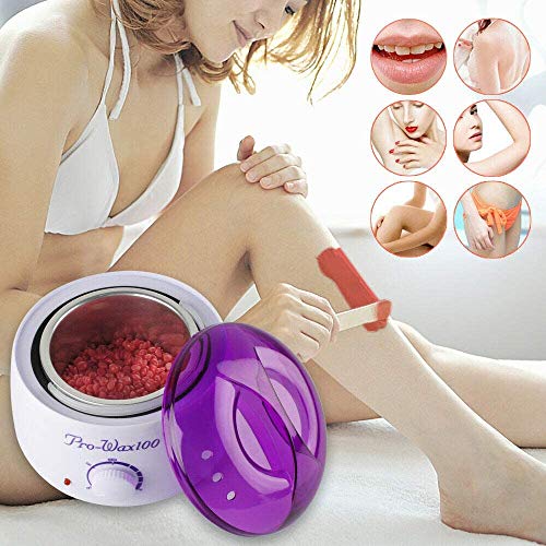 Calentador Cera Eléctrica Profesional Depilación 500ml Máquina de cera profesional para el rostro, cuerpos velocidades ajustable eficaz y rápida (Morado Blanco)