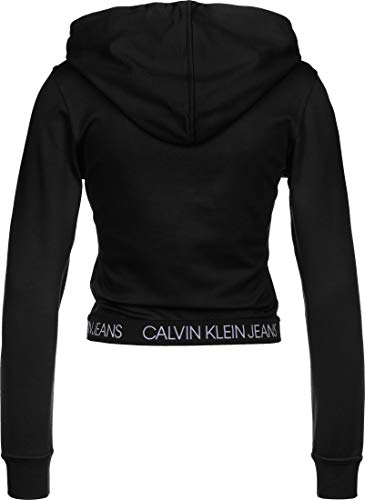 Calvin Klein Logo Elastic Milano Hoodie Suéter, CK Black, XS para Mujer