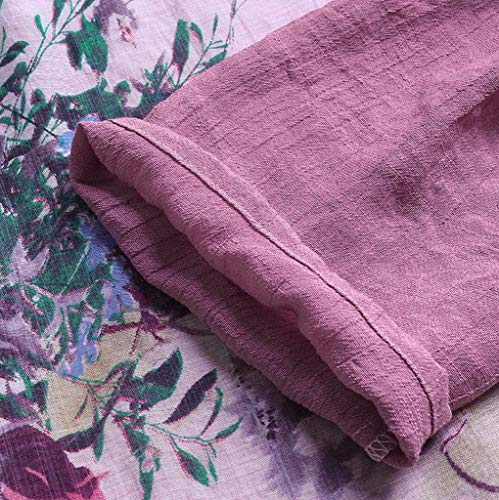 Camisetas Mujer Manga Larga SHOBDW 2019 Nuevo Cuello en V Tops de Túnica Blusas Suelto Estampado Floral Pullover Sexy Casual Verano Camisetas Mujer Tallas Grandes M-5XL(Morado,3XL)