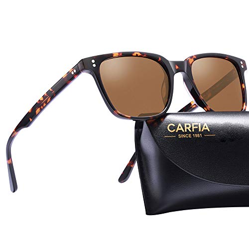 Carfia Gafas de Sol Polarizadas para Mujer y Hombre UV400 Marco de Acetato Moda Retro Adecuado para Conducir al aire Libre