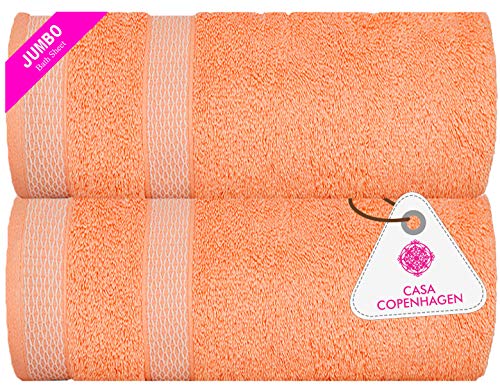 CASA COPENHAGEN Solitaire Egipcio algodón 600 g/m², Toallas de baños (Melocotón Malibu) 2 Piezas