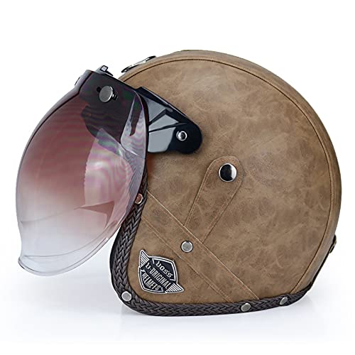 Casco Moto Jet ECE/DOT Homologado Casco Moto Abierto Custom Scooter con Doble Visera Unisex 3/4 Cruiser Chopper Jet Casco Para Mujer Hombre Adultos,Adecuado Para Montar Aire Libre H,XXL=61~62cm