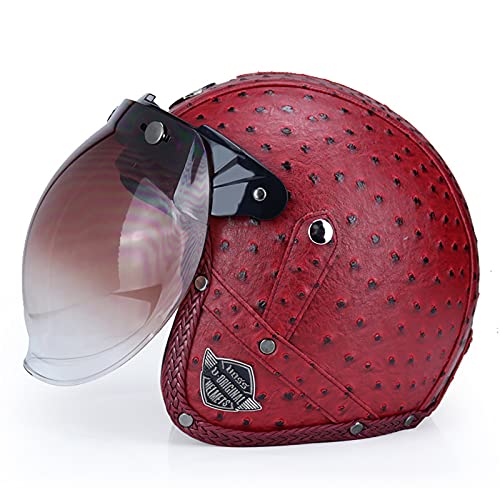 Cascos Abiertos de Moto 3/4 Half-Helmet Cascos Adulto Four Seasons Safety Collision Cap de Motocicleta Retro Medio Casco Cruiser Chopper Scooter Piloto Jet ECE/Dot Certificación I,XL=59~60cm