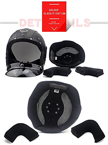 Cascos Abiertos de Moto 3/4 Half-Helmet Cascos Adulto Four Seasons Safety Collision Cap de Motocicleta Retro Medio Casco Cruiser Chopper Scooter Piloto Jet ECE/Dot Certificación I,XL=59~60cm