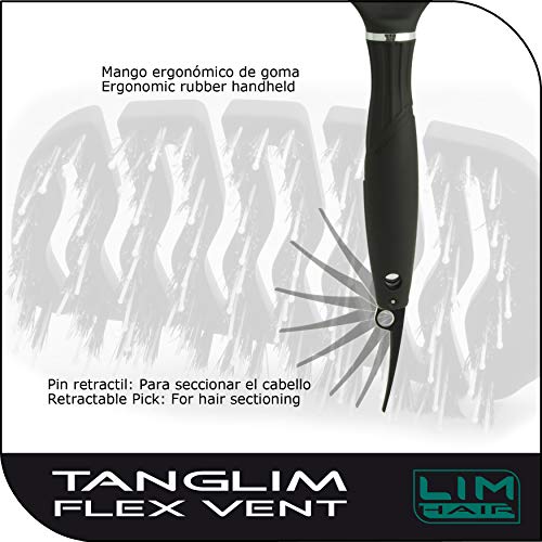 Cepillo LIM HAIR TANGLIM FLEX VENT: Estructura flexible y ventilada. Púas NATURAL 100 % + pin nylon. estimula cuero cabelludo, desenreda, da brillo al cabello
