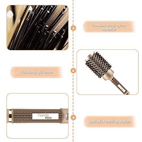 Cepillo Redondo para Mujer, Cepillos de Pelo Profesional de Cerámica Nano Térmica y Tecnología Iónica, Cepillo de Rodillo con Clips, para el Secado de Cabellos (53 mm)