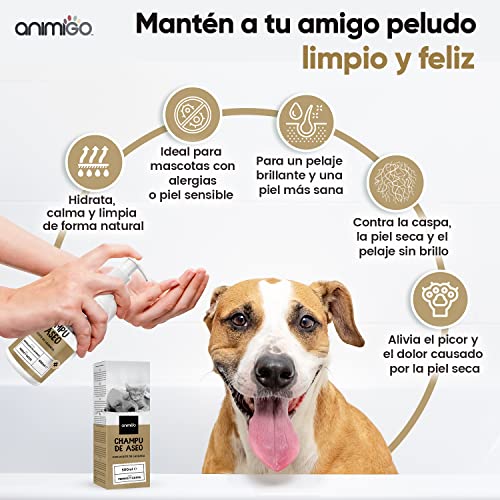 Champú para Perros y Gatos con Piel Sensible, 500 ml - Gel de Baño Hipoalergénico Hidratante con Jabón pH Neutro de Aceite de Lavanda y Coco, Higiene y Limpieza Profunda Quita Olores