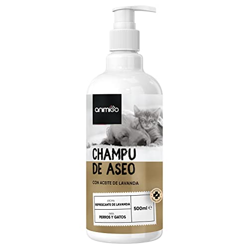 Champú para Perros y Gatos con Piel Sensible, 500 ml - Gel de Baño Hipoalergénico Hidratante con Jabón pH Neutro de Aceite de Lavanda y Coco, Higiene y Limpieza Profunda Quita Olores