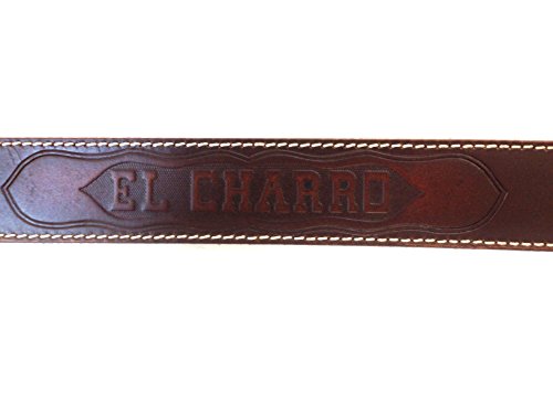 CHARRO Cinturón El E304 vintage de cuero con dos tachuelas grandes y marca a fuego cuero X-Large