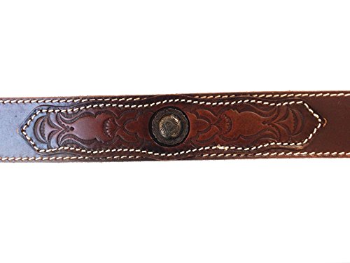 CHARRO Cinturón El E304 vintage de cuero con dos tachuelas grandes y marca a fuego cuero X-Large