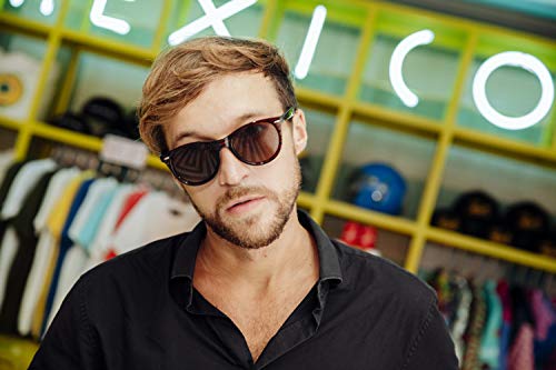 Cheapass Gafas de Sol Clásicas Transparente Marrón Marco con Stripes Redondas Gafas Actualizadas Lentes Marrones Protección UV400 Mujeres Hombres