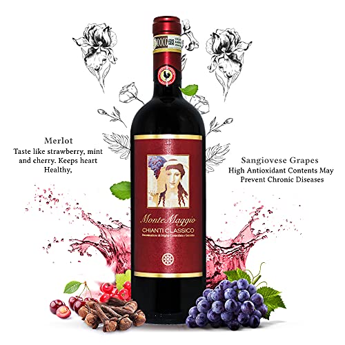Chianti Classico di Montemaggio - Vino Tinto Seco Fino Orgánico de Italia - DOCG Toscana - Gallo Nero - Sangiovese/Merlot - Fattoria di Montemaggio - 0.75L - 1 Botella