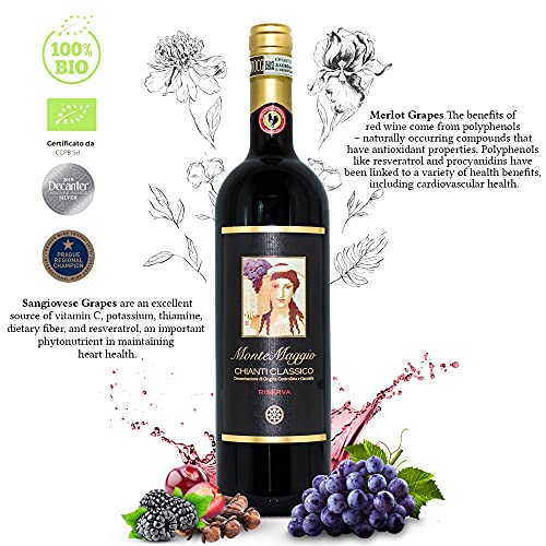 Chianti Classico Riserva di Montemaggio - Vino Tinto Ecológico Fino Orgánico de Italia - DOCG Toscana - Gallo Nero - Sangiovese/Merlot - Fattoria di Montemaggio - 0.75L - 1 Botella