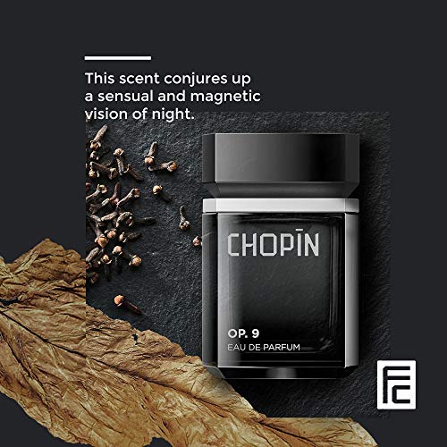 Chopin Op.9 Eau de Perfume Para Hombres Aroma de Noche Expresivo Natural con Presencia Fuerte y Romántica Fragancia para Hombres con Bergamota Clavo Cedro y Tabaco Espray Original Edt Pour Homme 100ml