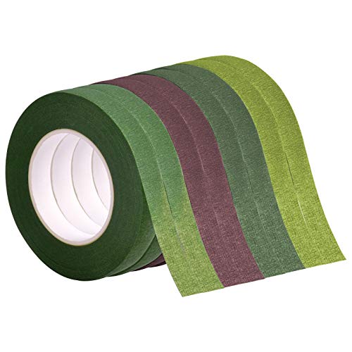 Chstarina 8 Rollos Cinta Floral Verde Cinta de Tallo Stem Tape Adhesivos de Flores Cinta de Florista Autoadhesiva Cinta de Envoltura de Tallo Floral para Bouquet Decoraciones Flores DIY Artesanal