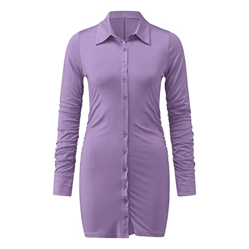 CHUXI 2022 - Vestido casual sexy para mujer, vestido de manga larga, vestido ajustado para club, vestido ajustado, #2Púrpura, M