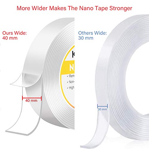 Cinta Adhesiva Nano, 600cm Cinta Adhesiva Transparente Extraíble Multifuncional sin Rastros, Cinta Adhesiva de Doble Cara Reutilizable Lavable Fuerte Agarre de Gel para Oficina,Alfombra,Cocina