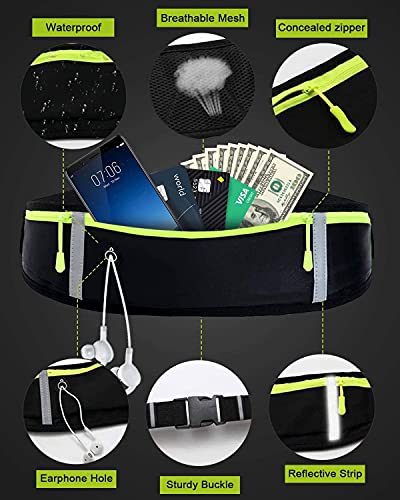Cinturón para Correr, riñonera de Moda, riñonera Impermeable para Hombres y Mujeres, Adecuado para Hombres y Mujeres Que corren con teléfonos móviles (Black)