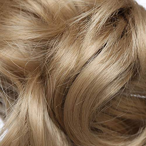 Coleta Postiza Corta con Pinza Extensiones de Cabello Natural Clip Coleta Sintética Coletero Pelo Postizo para Mujer Rizada Ondulada 12 Pulgads(30cm,110g,Rubio Ceniza)