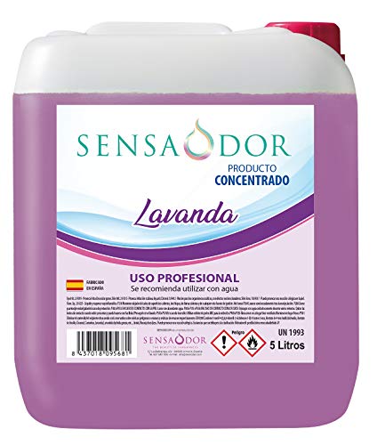 Concentrado de Ambientador Lavanda SENSAODOR, 5 Litros, Morado, Garrafa, Profesional, Empresas, Negocio, Limpieza, Neutralizador, Quitaolor, Buen olor, Aromatizador