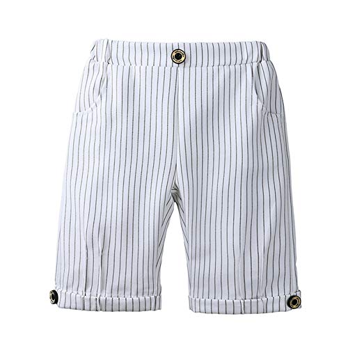 Conjunto De Ropa Bebé Niño Traje De Caballero Manga Corta Camiseta Y Pantalón con Chaleco Falso Niño Pequeño Infantil Trajes De Bautizo Traje De Cumpleaños De Fiesta De Bodas,Blanco,3~4 Years