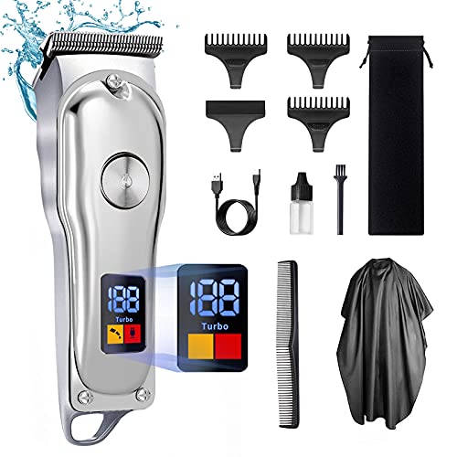 Cortapelos Hombre Maquina Cortar Pelo Profesional Pantalla Digital de Batería Cortadora de Pelo Inalámbrica USB Recargable Recortadora de Barba Precisión Barbero Electrico Kit Regalo Hombre