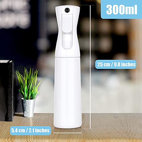 Creamify Pulverizador Agua Peluqueria-300ml Frascos de Spray,Botella Spray Niebla Fina，Niebla Pulverizador Continuo Pulverizador ,para Plantas, Solución de Limpieza,Cabello(Blanco)