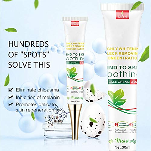 Crema de Eliminación de Pecas,Aclara Las Manchas de Pigmento, Reduce las Manchas de la Edad, Las Pecas, El Melasma, Crema Facial Blanqueamiento de la Piel, 30g