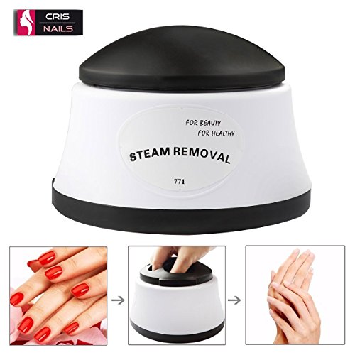 CrisNails® Máquina Removedor de Gel Steamer de polvos Esmalte de Uñas UV LED para Salón de Belleza y Uso del Hogar (NegroBlanco)