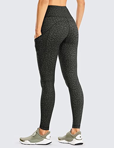 CRZ YOGA Leggings Mujer Deportivos Mallas Fitness Pantalon con Bolsillos No-transparenta Fleece Ligero Cepillado Leopard Impreso 1 38