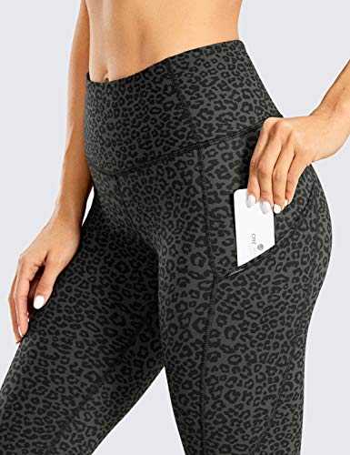 CRZ YOGA Leggings Mujer Deportivos Mallas Fitness Pantalon con Bolsillos No-transparenta Fleece Ligero Cepillado Leopard Impreso 1 38