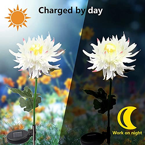 CUI Las Mejores Luces Solares Lámparas De Flores Solares De Larga Duración, Crisantemo, Luces De Flores Solares Led(Size:2PCS,Color:Amarillo)