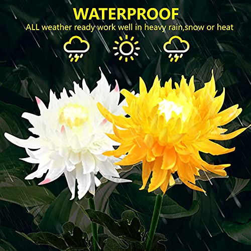 CUI Las Mejores Luces Solares Lámparas De Flores Solares De Larga Duración, Crisantemo, Luces De Flores Solares Led(Size:2PCS,Color:Amarillo)