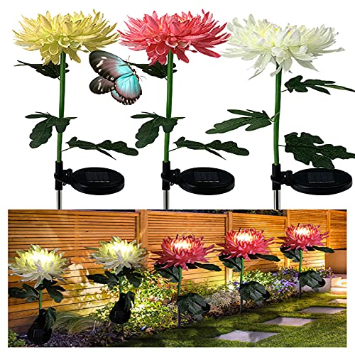 CUI Las Mejores Luces Solares Lámparas De Flores Solares De Larga Duración, Crisantemo, Luces De Flores Solares Led(Size:2PCS,Color:Amarillo)