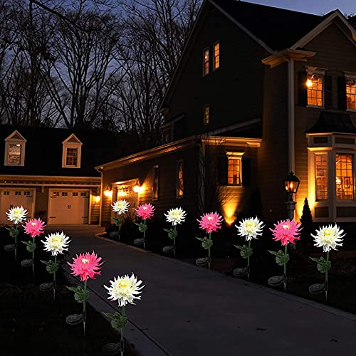 CUI Las Mejores Luces Solares Lámparas De Flores Solares De Larga Duración, Crisantemo, Luces De Flores Solares Led(Size:2PCS,Color:Amarillo)