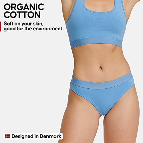 DANISH ENDURANCE Tanga Mujer en Algodón Orgánico Pack de 3 (Multicolor (1 x Negro, 1 x Gris, 1 x Azul), Small)