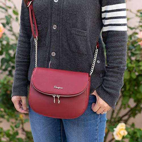 David Jones - Pequeño Bolso Bandolera Cadena Mujer - Bolsos de Hombro Mensajero Piel Cuero PU - Bolso Cruzado Cremallera Compartimentos - Messenger Crossbody Bag - Clutch Noche Embrague - Negro