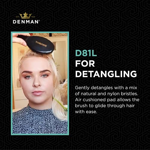 Denman D81L - Cepillo de nailon acolchado con cerdas naturales, tamaño grande
