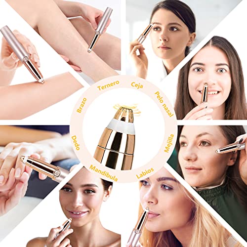 Depiladora Cejas Mujer, Electrica Depiladora Cejas Indolora y Maquinilla de Afeitar para Mujeres y Hombres con LED, Portátil Depilador Cejas para Cejas, Nariz, Labios, Cara