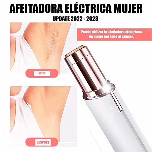 Depiladora Facial Mujer - Perfilador de Cejas - Recortadora Mujer - Removedor de Vello Facial - Eléctrico para Depilar Sin dolor - Afeitadora Mujer Portátil para Vello Facial - Mis Pedidos (Blanco)