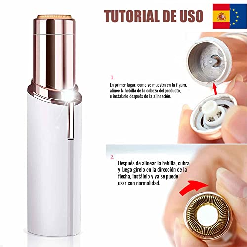 Depiladora Facial Mujer - Perfilador de Cejas - Recortadora Mujer - Removedor de Vello Facial - Eléctrico para Depilar Sin dolor - Afeitadora Mujer Portátil para Vello Facial - Mis Pedidos (Blanco)