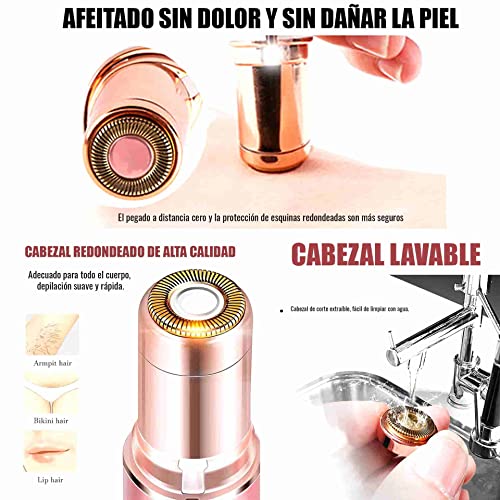 Depiladora Facial Mujer - Perfilador de Cejas - Recortadora Mujer - Removedor de Vello Facial - Eléctrico para Depilar Sin dolor - Afeitadora Mujer Portátil para Vello Facial - Mis Pedidos (Blanco)