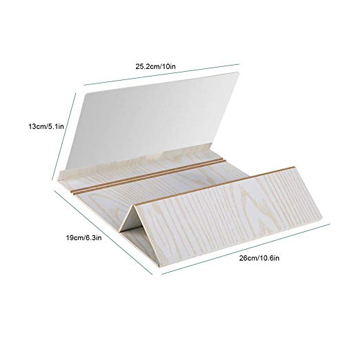 DEWIN Amplificador de Pantalla para Teléfono,Lupa para Móvil Amplificador de Pantalla de Teléfono Móvil de Alta Definición de 12 '' con Soporte de Grano de Madera Antirradiación (Blanco)