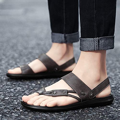DFJU Sapatos de Praia, chinelos e sandálias Casuais de verão Masculino, chinelos para Dentro e para Fora - Cinza_41