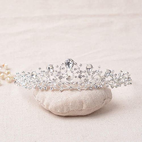 DGHJK Diadema de Perlas para Boda, Vintage, Cristal, Plata, plantado, Tiara Nupcial, Corona, joyería para el Cabello, Tocado de Boda, Accesorios para el Cabello para Mujer